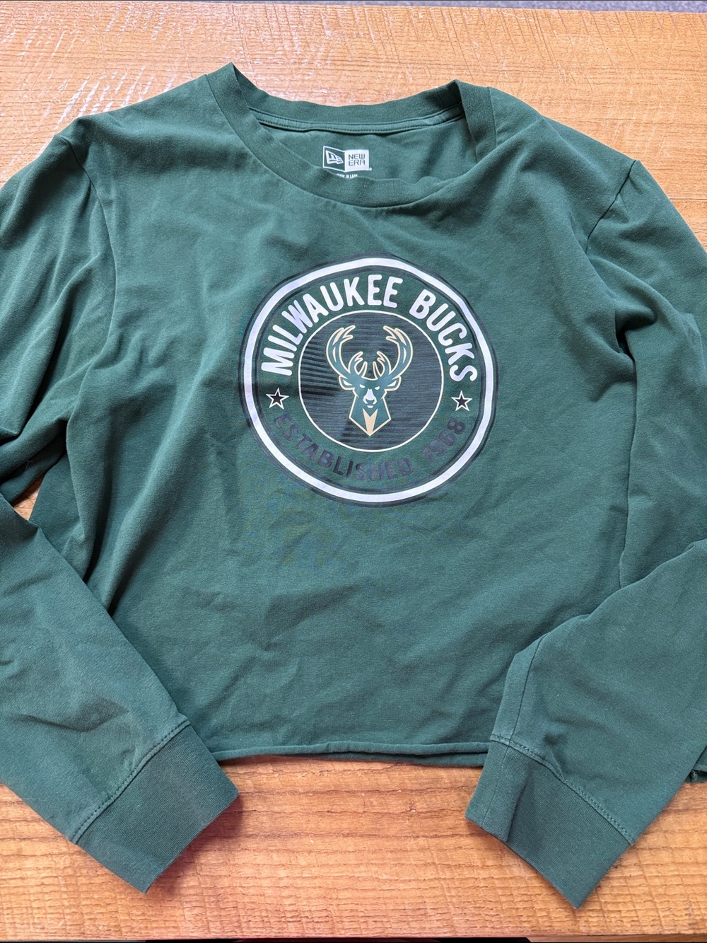 New Era Milwaukee Bucks Forest Green Logo Long Sleeve Shirt